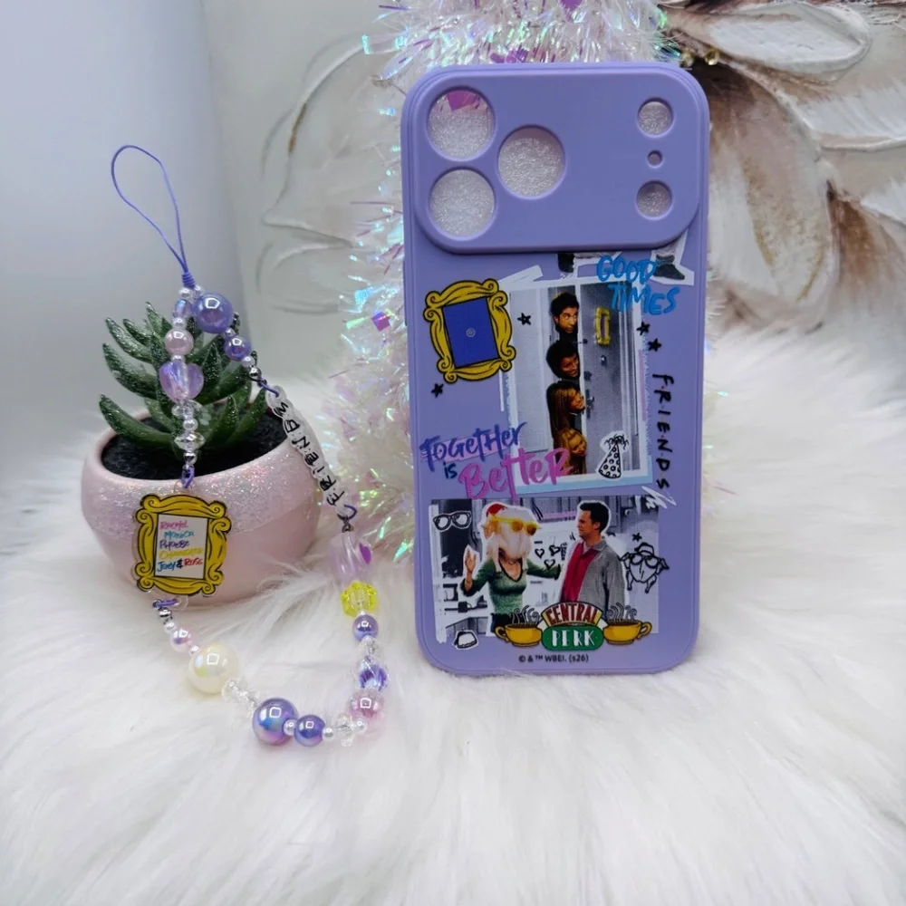 Friends Themed iPhone 17 Pro Max Case with Matching Beaded Strap style 2
